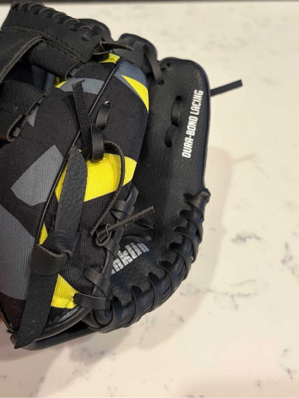 Durabond Lacing Kids Baseball Glove - Black & Yellow